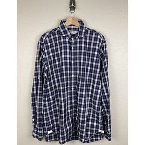 Borgo28 Button Front Shirt Medium Cotton Plaid Long Sleeve Casual 100% Cotton